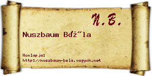 Nuszbaum Béla névjegykártya