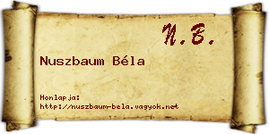 Nuszbaum Béla névjegykártya